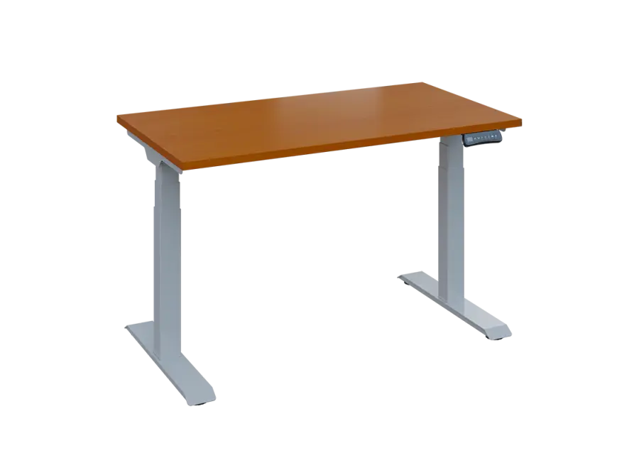 Fleximax 27-12 výškově nastavitelný stůl, kovová podnož stříbrná, deska 25 mm, široký 1200 mm, třešeň šumavská